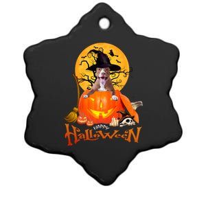 Funny Pitbull Spooky Halloween Ceramic Star Ornament