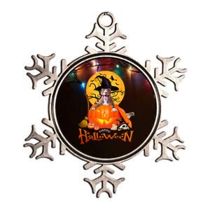 Funny Pitbull Spooky Halloween Metallic Star Ornament