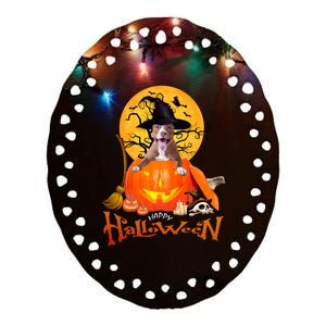 Funny Pitbull Spooky Halloween Ceramic Oval Ornament