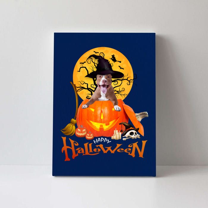 Funny Pitbull Spooky Halloween Canvas