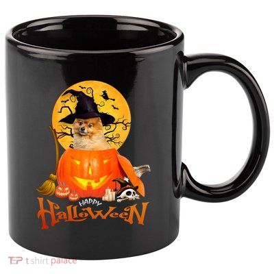 Funny Pomeranian Spooky Halloween 11oz C Handle Ceramic Mug