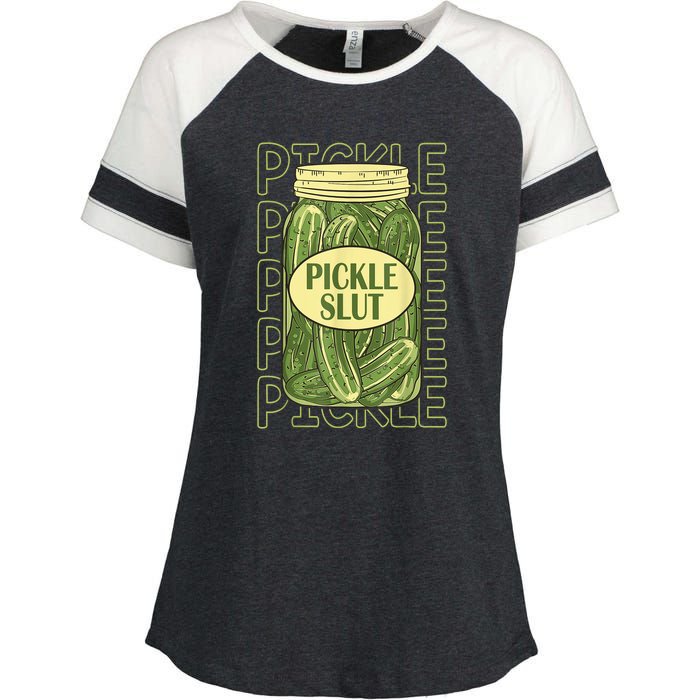 Funny Pickle Slut Who Loves Pickles Apaprel Gift Enza Ladies Jersey Colorblock Tee