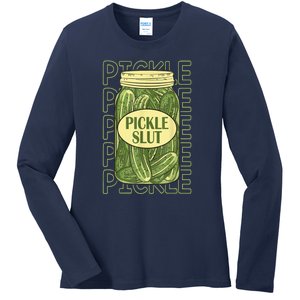 Funny Pickle Slut Who Loves Pickles Apaprel Gift Ladies Long Sleeve Shirt