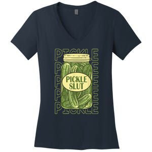 Funny Pickle Slut Who Loves Pickles Apaprel Gift Women's V-Neck T-Shirt