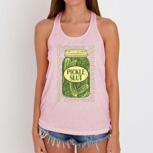 Funny Pickle Slut Who Loves Pickles Apaprel Gift Women's Knotted Racerback Tank