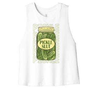 Funny Pickle Slut Who Loves Pickles Apaprel Gift Women's Racerback Cropped Tank