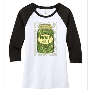 Funny Pickle Slut Who Loves Pickles Apaprel Gift Women's Tri-Blend 3/4-Sleeve Raglan Shirt