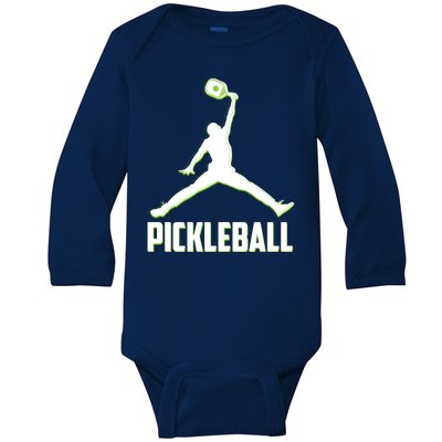 Funny Pickleball Sports Logo Baby Long Sleeve Bodysuit