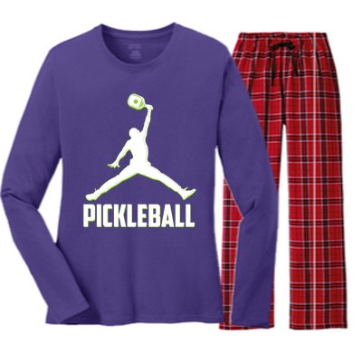 Funny Pickleball Sports Logo Women's Long Sleeve Flannel Pajama Set 