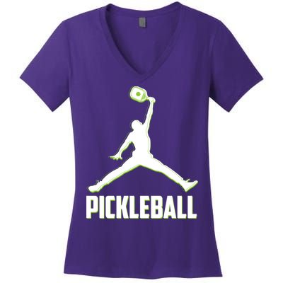 Funny Pickleball Sports Logo Women's V-Neck T-Shirt