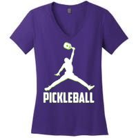 Funny Pickleball Sports Logo Women's V-Neck T-Shirt