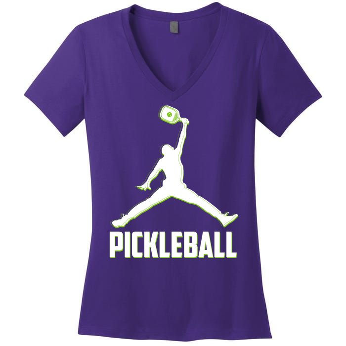 Funny Pickleball Sports Logo Women's V-Neck T-Shirt