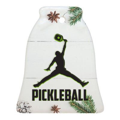 Funny Pickleball Sports Logo Ceramic Bell Ornament