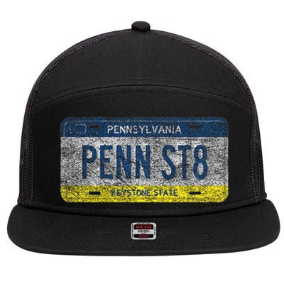 Funny Pa State Vanity License Plate Penn St8 7 Panel Mesh Trucker Snapback Hat