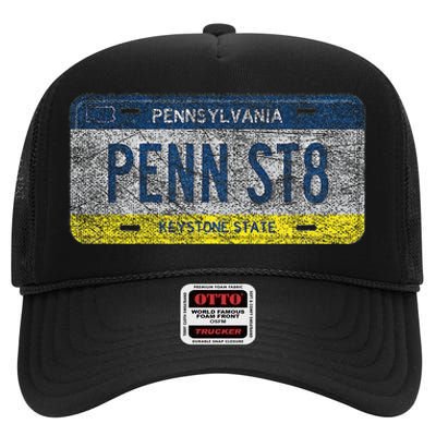 Funny Pa State Vanity License Plate Penn St8 High Crown Mesh Back Trucker Hat