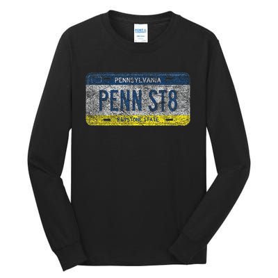 Funny Pa State Vanity License Plate Penn St8 Tall Long Sleeve T-Shirt