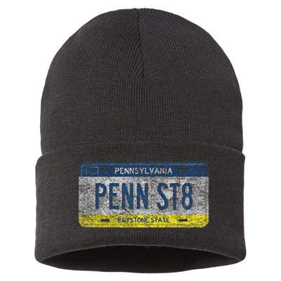 Funny Pa State Vanity License Plate Penn St8 Sustainable Knit Beanie