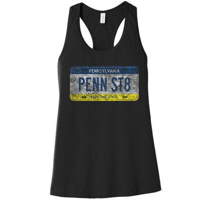 Funny Pa State Vanity License Plate Penn St8 Women's Racerback Tank