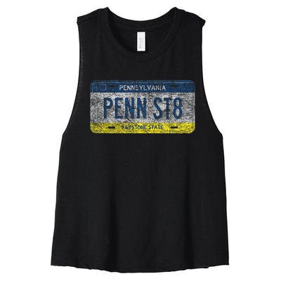 Funny Pa State Vanity License Plate Penn St8 Women's Racerback Cropped Tank