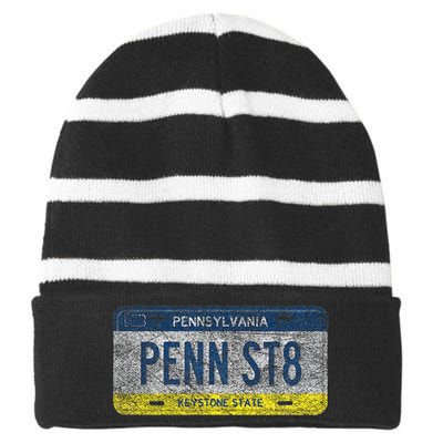 Funny Pa State Vanity License Plate Penn St8 Striped Beanie with Solid Band