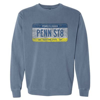 Funny Pa State Vanity License Plate Penn St8 Garment-Dyed Sweatshirt