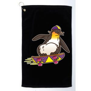 Funny Penguin Skateboard Skater Gift Skateboarding Gift Platinum Collection Golf Towel