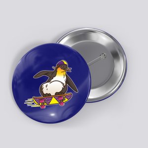 Funny Penguin Skateboard Skater Gift Skateboarding Gift Button