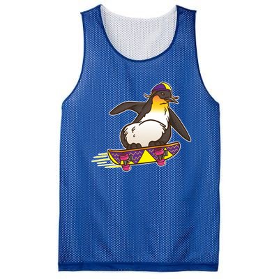 Funny Penguin Skateboard Skater Gift Skateboarding Gift Mesh Reversible Basketball Jersey Tank