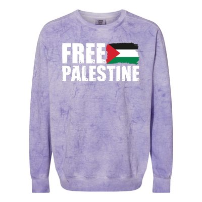 Free Palestine Support Stand With Palestine Colorblast Crewneck Sweatshirt