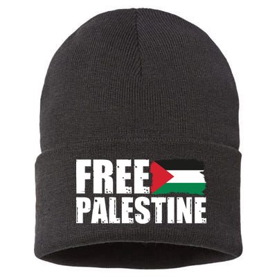 Free Palestine Support Stand With Palestine Sustainable Knit Beanie