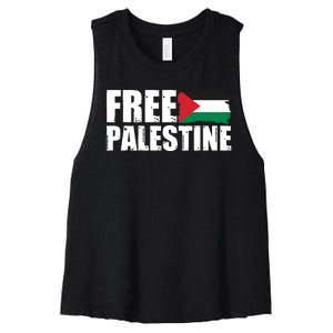 Free Palestine Support Stand With Palestine Women's Racerback Cropped Tank