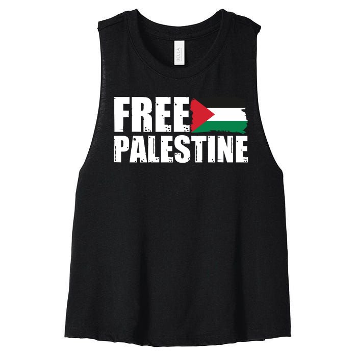 Free Palestine Support Stand With Palestine Women's Racerback Cropped Tank