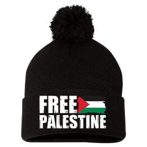 Free Palestine Support Stand With Palestine Pom Pom 12in Knit Beanie