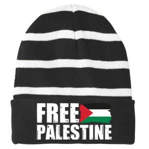 Free Palestine Support Stand With Palestine Striped Beanie with Solid Band