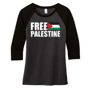 Free Palestine Support Stand With Palestine Women's Tri-Blend 3/4-Sleeve Raglan Shirt