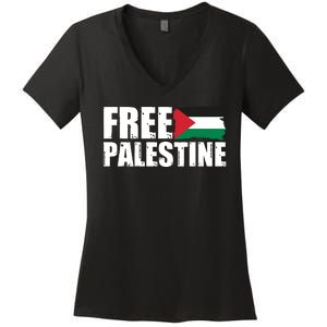 Free Palestine Support Stand With Palestine Women's V-Neck T-Shirt