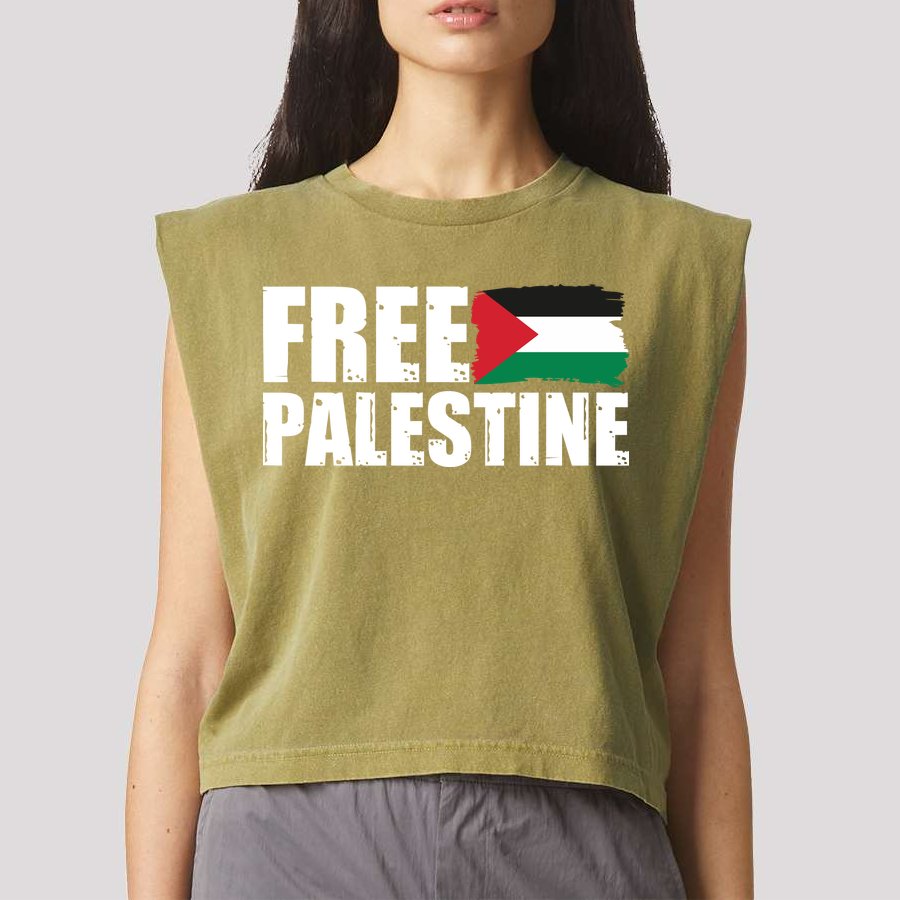 Free Palestine Support Stand With Palestine Garment-Dyed Women's Muscle Tee