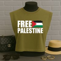 Free Palestine Support Stand With Palestine Garment-Dyed Women's Muscle Tee