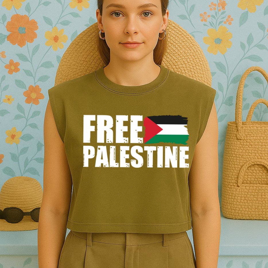 Free Palestine Support Stand With Palestine Garment-Dyed Women's Muscle Tee