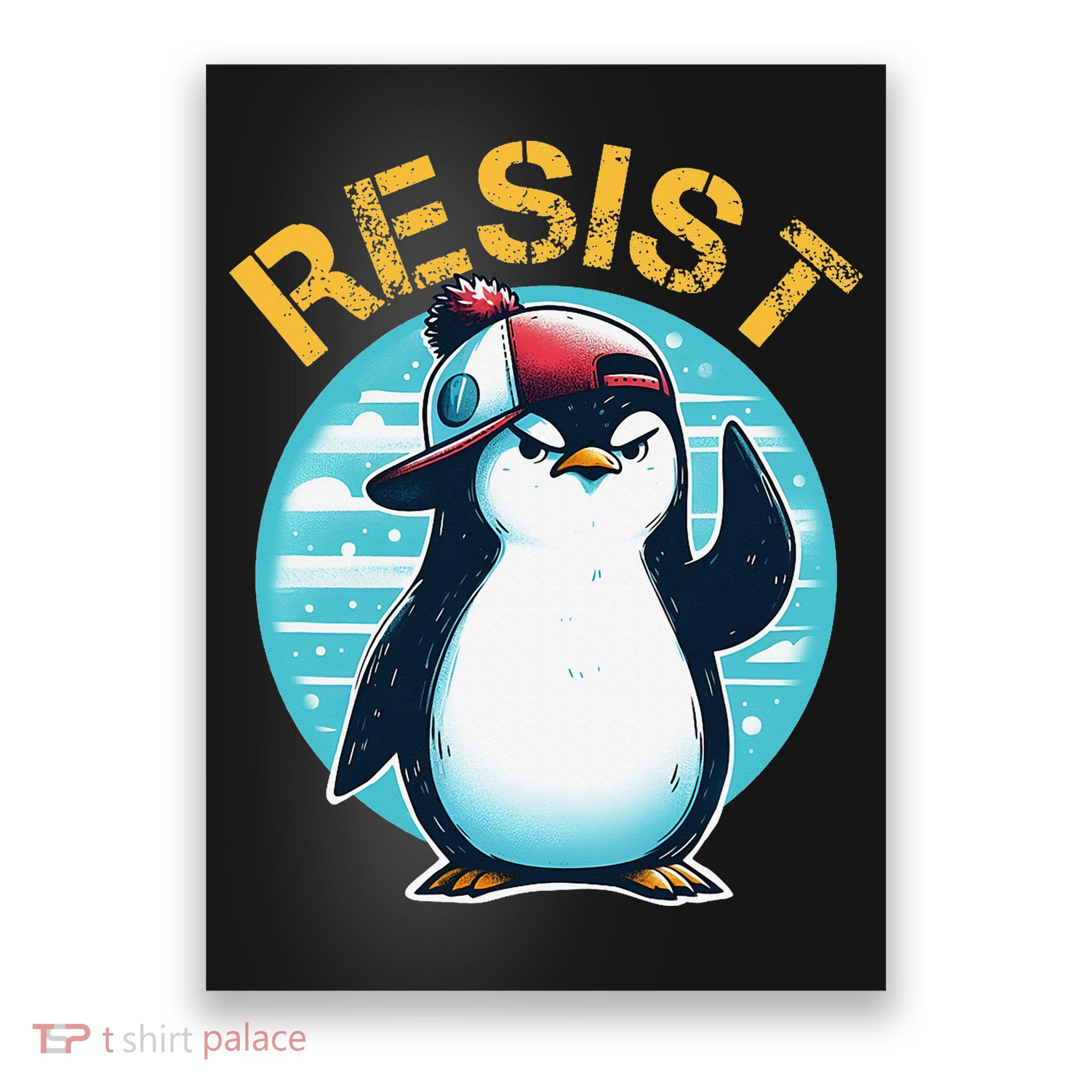Funny Political Satire Penguin Resist Tariff Trade Poster