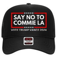 Funny Political Say No To Commie La Vote Trump Vance 2024 High Crown Mesh Back Trucker Hat