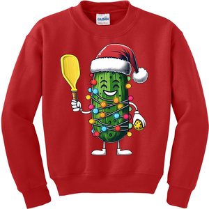 Funny Pickle Santa Pickleballer Christmas Holiday Season Kids Sweatshirt