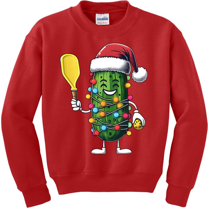 Funny Pickle Santa Pickleballer Christmas Holiday Season Kids Sweatshirt