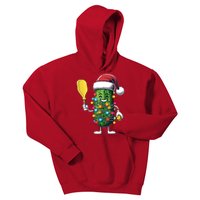 Funny Pickle Santa Pickleballer Christmas Holiday Season Kids Hoodie