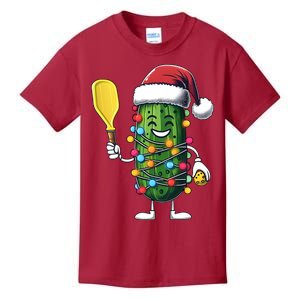 Funny Pickle Santa Pickleballer Christmas Holiday Season Kids T-Shirt