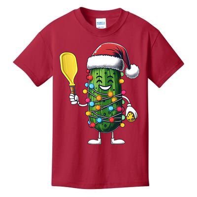 Funny Pickle Santa Pickleballer Christmas Holiday Season Kids T-Shirt