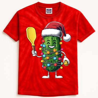 Funny Pickle Santa Pickleballer Christmas Holiday Season Kids Tie-Dye T-Shirt