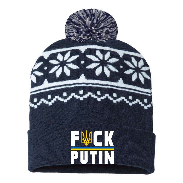 Fuck Putin Support Ukraine USA-Made Snowflake Beanie