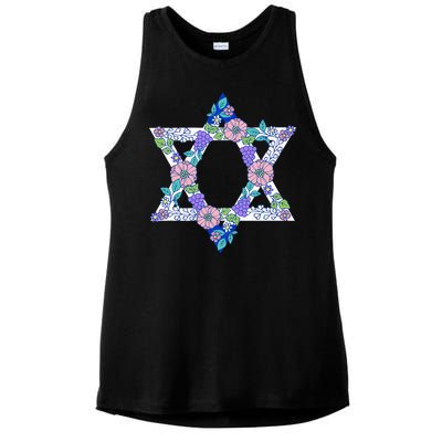 Floral Peace Sign Isreal Ladies PosiCharge Tri-Blend Wicking Tank