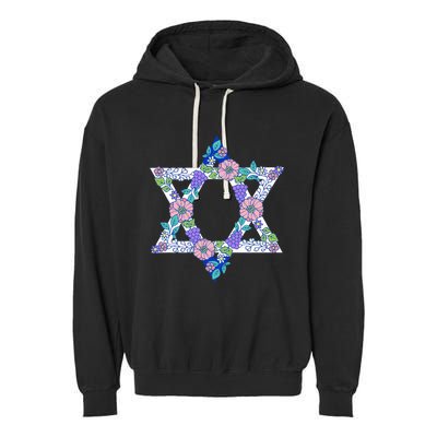 Floral Peace Sign Isreal Garment-Dyed Fleece Hoodie